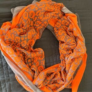Orange and Gray Leopard Print Scarf